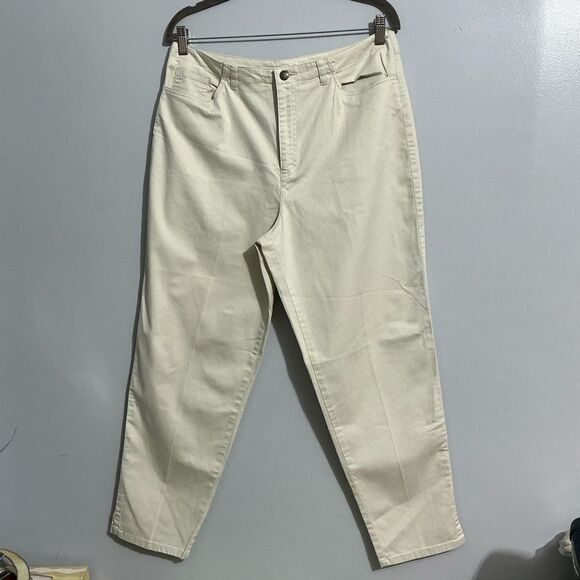 TALBOTS Women's cream White Stretch cropped pants Size 14 - Picture 1 of 7